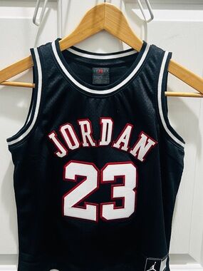 Jordan Black Red & White 23 Basketball Jersey - Kids